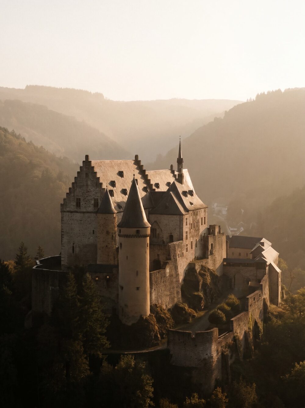Château de Vianden — hilltop fortress at golden hour